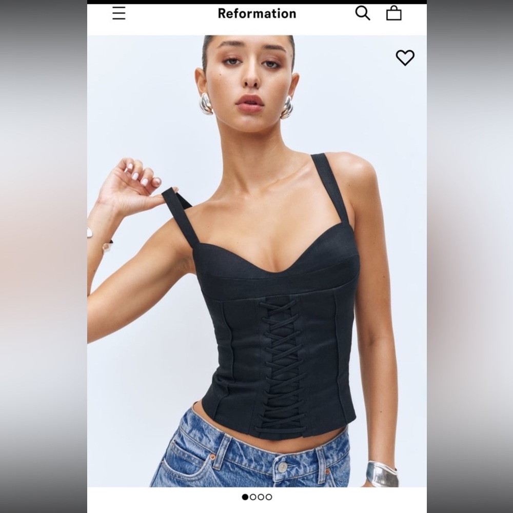 New with tags black linen top reformation